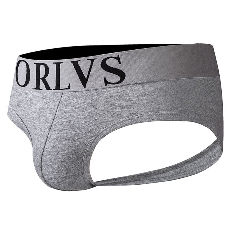ORLVS Men's Underwear Men Sexy Briefs Jockstrap Pouch Cuecas Man Cotton Panties Thongs Mesh Underpants Gay Slip Homme Srting