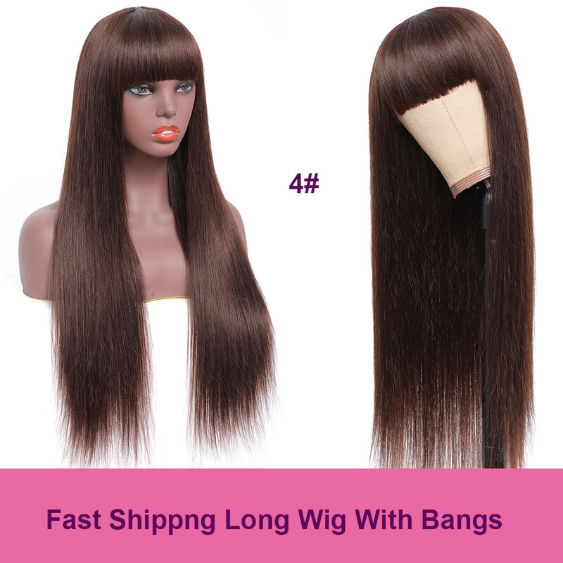 Tthair curto cabelo humano bob perucas com franja bangsstraight máquina completa feita 100% perucas de cabelo humano com franja