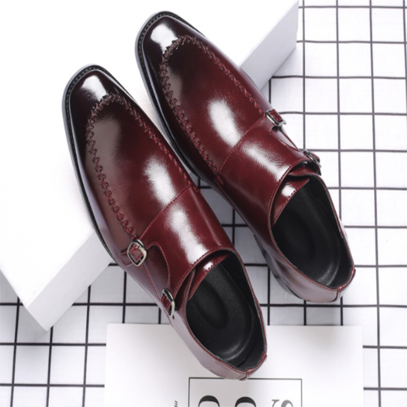 Nightclub Hairstylist Fashionable Shoes Men's Versatile Business Dress Casual Retro Pointed Buckle Leather Shoes Men ZQ0130