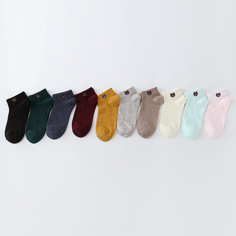 Chaussettes d'été antidérapantes pour femmes, en coton, à bouche peu profonde, couleur bonbon