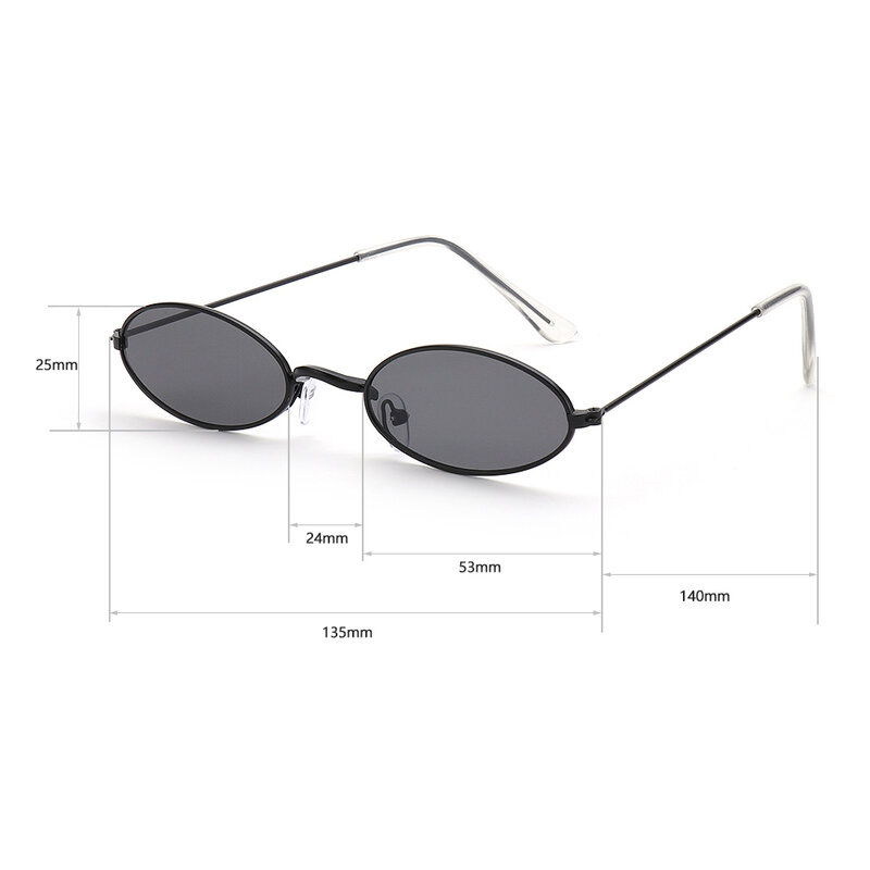 Retro Small Frame Oval Sunglasses Women Vintage Shades Black Red Metal Color Sun Glasses For Female Fashion Design Eyeglasses