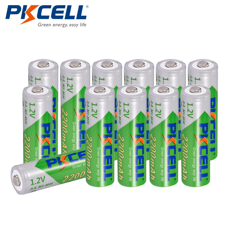 充電式電池,12 x pkcell,aa,1.2v,2200mah,低自己放電,耐久性,おもちゃとカメラ用の耐久性のある2a