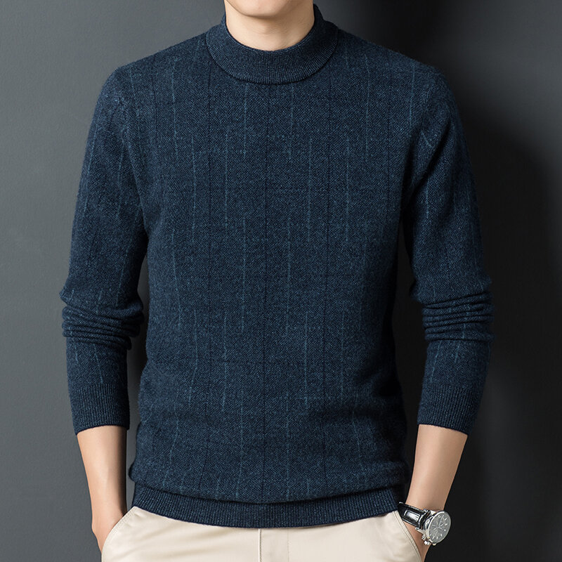Maglione con fondo in cashmere lavorato a maglia caldo casual a metà collo in lana 100% autunno e inverno