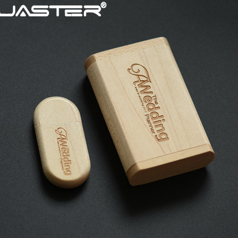 JASTER-Unidad flash USB 2,0 para fotografía, Almacenamiento externo (logotipo personalizado gratis), usb de madera + caja, 4GB/16GB/32GB/64GB