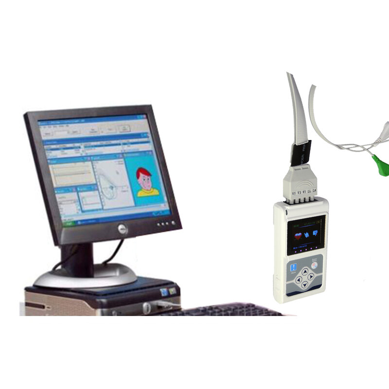 Analizador de Software de PC 12 lead 24h TLC5000, sistema de control dinámico de mano ECG/EKG Holter, Analizador de sistema de monitoreo, USB, ECG Holter