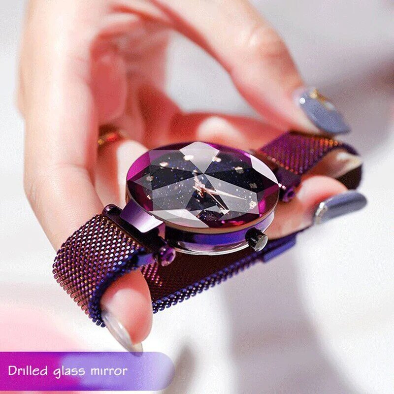 Panie magnetyczne Starry Sky zegar luksusowe kobiety zegarki moda diament kobiet zegarki kwarcowe Relogio Feminino Zegarek Damski