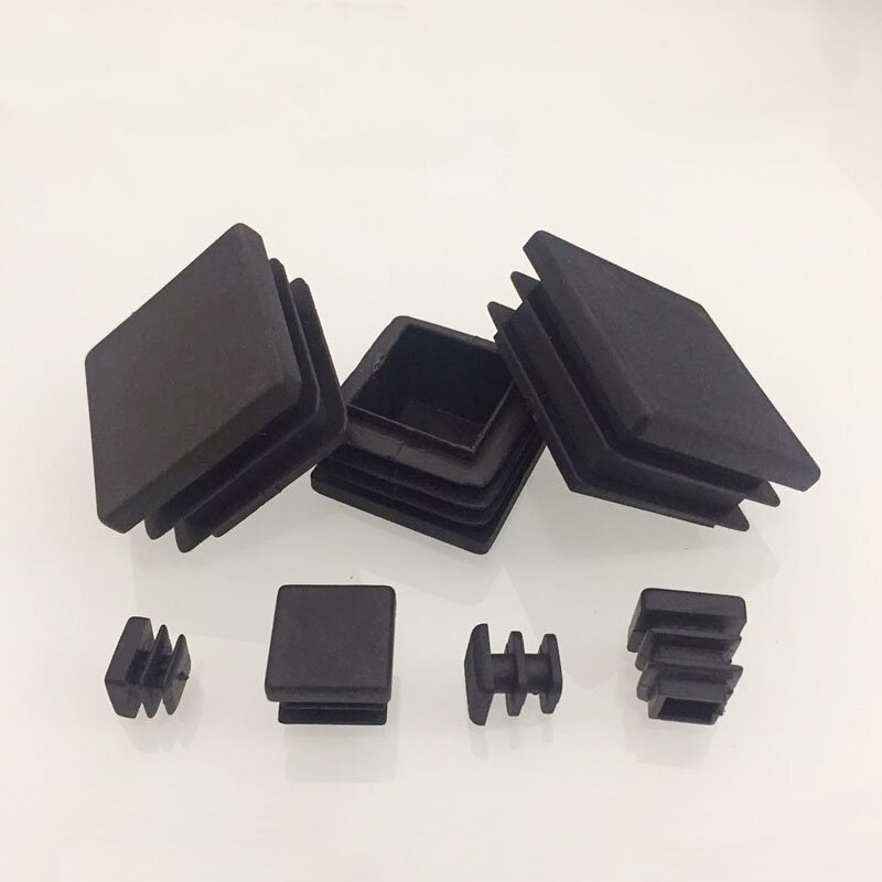 20pcs Black Plastic Blanking End Caps Square Pipe Tube Cap Insert Plugs Bung For Furniture Tables  Chairs Protector