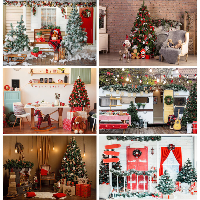 Weihnachten Thema Fotografie Hintergrund Innen Weihnachten Baum Baby Porträt Kulissen Für Foto Studio Requisiten 21905 STL-01