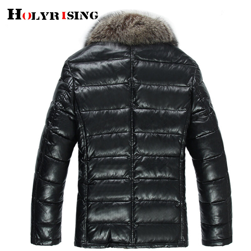 Holyrising casaco de pele de guaxinim grande masculino, jaqueta quente engrossada 300-5