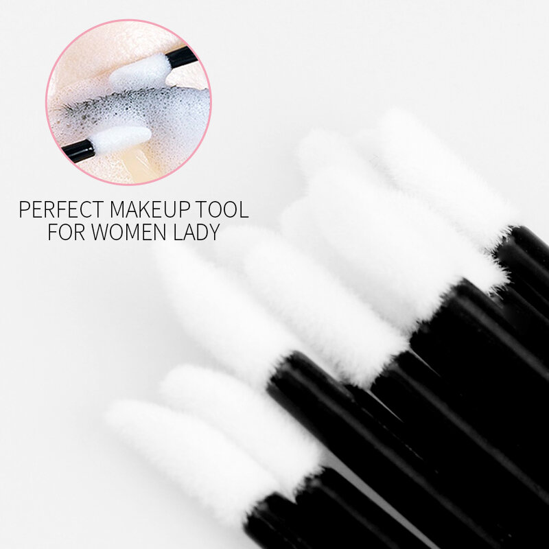 Cotonete descartável, 50 unidades, cotonete descartável escova de remoção de extensão dos cílios, ferramenta de maquiagem