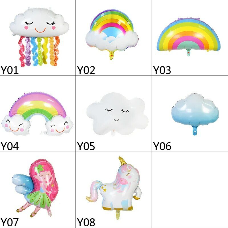 1 pçs dos desenhos animados sorridente nuvem balão adorável hélio arco-íris flor de fadas unicórnio balão chuveiro do bebê crianças festa aniversário decoração