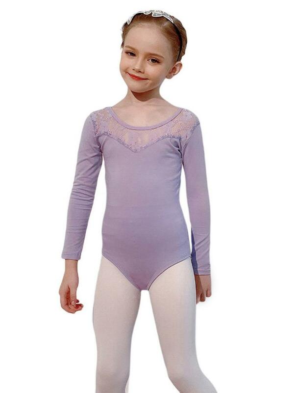 Primavera e outono novas crianças long-sleeved dança collants rendas saia terno meninas ballet ginásio terno 110-160