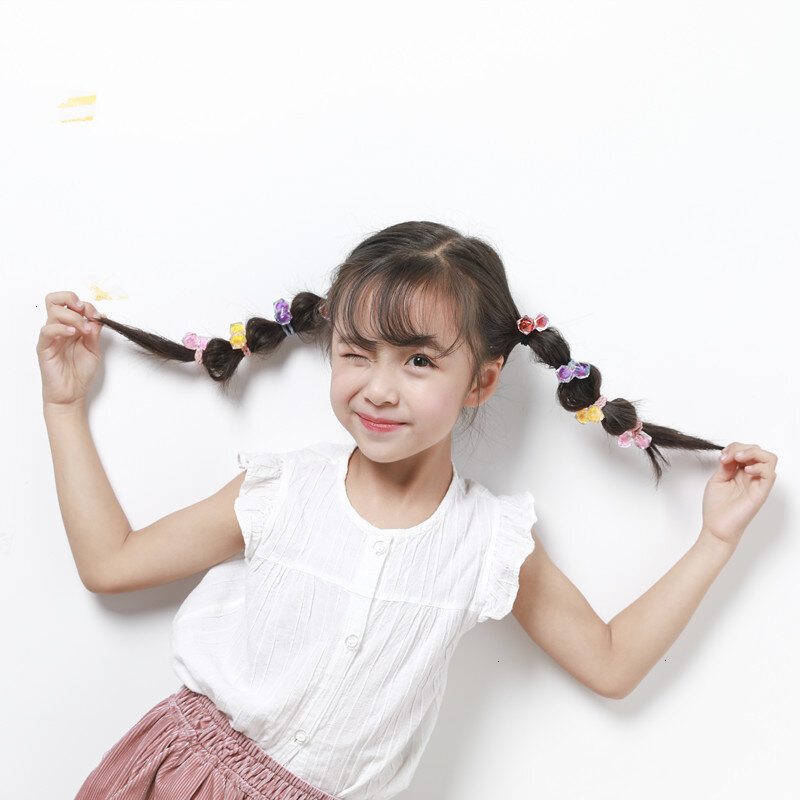 10PCS New Princess Flower Color Double Head Kids Elastic Hair Bands Baby Headdress Children Hair Ropes Girls Hair Accessories