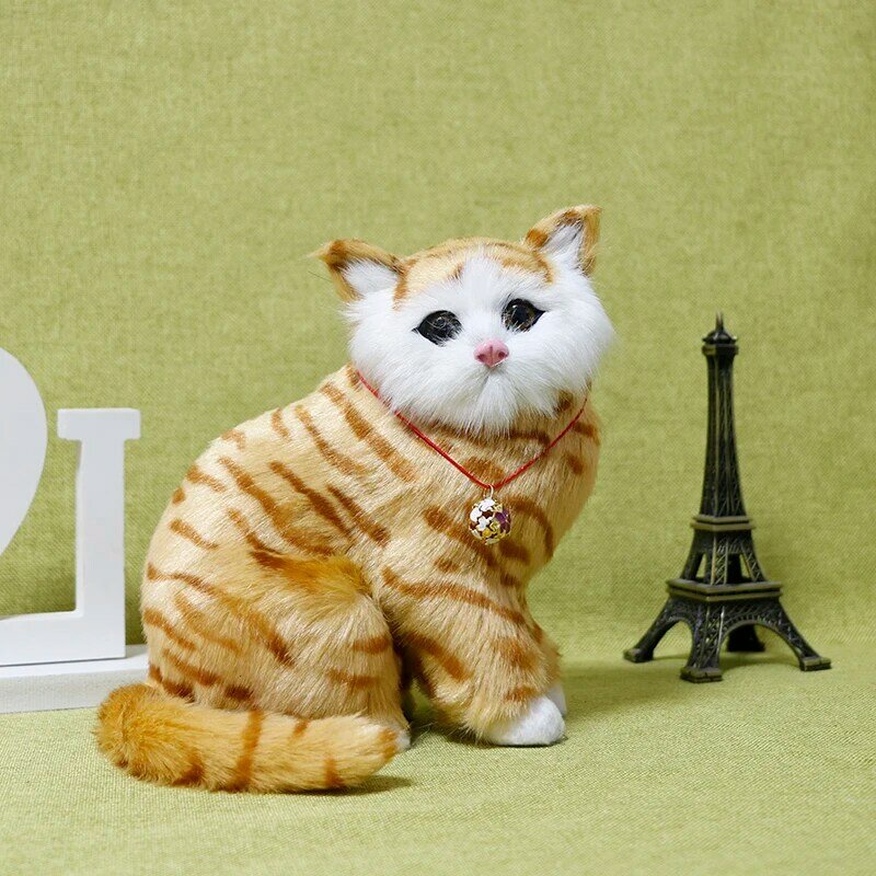 시뮬레이션 동물 고양이 모델 고양이 인형 새끼 고양이 어린이 동물 플러시 장난감 귀여운 가정 장식 보석 생일 선물