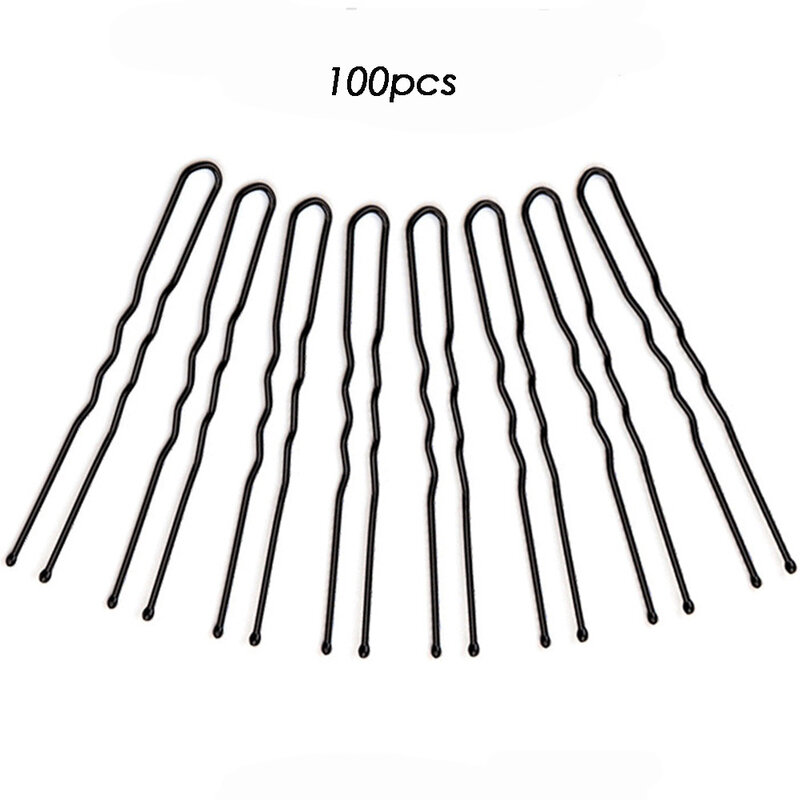 100 pçs/set mulheres senhora cabelo ondulado u em forma de pino bobby metal barrettes profissional clipes de cabelo e pinos ferramentas de estilo de cabelo