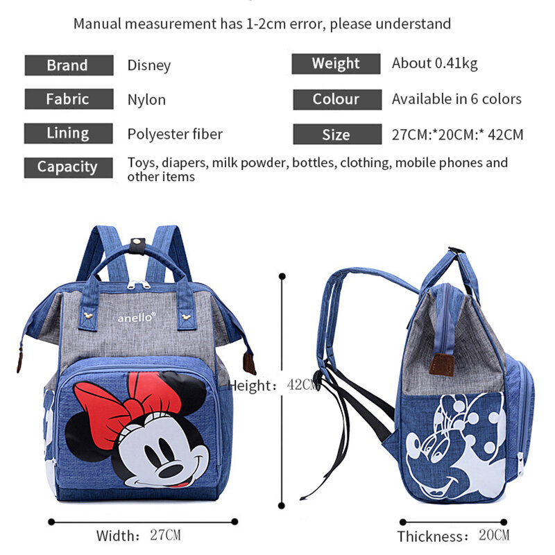 Disney 2023 Baby Luiertas Grote Capaciteit Moederschap Rugzak Voor Mom Waterproof Mama Handige Baby Rugzak Voor Wandelwagen