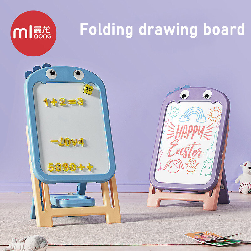 Mloong Mainan Papan Gambar Berdiri untuk Anak Tablet Gambar Dapat Dilipat Lukisan Mainan Montessori untuk Teka-teki Edukasi Anak
