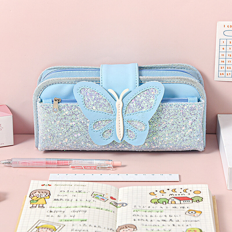Splittable Butterfly Cute Pencil Case Girl Pencil Bag Kawaii Pen Case Gifts For Children Student Pen Bag School Supplies Storage