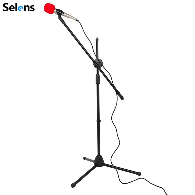 Selens Swing Boom Floor Metal Stand Adjustable Stage Microphone Stand Tripod Microphone Holder For Live Streaming Vlog