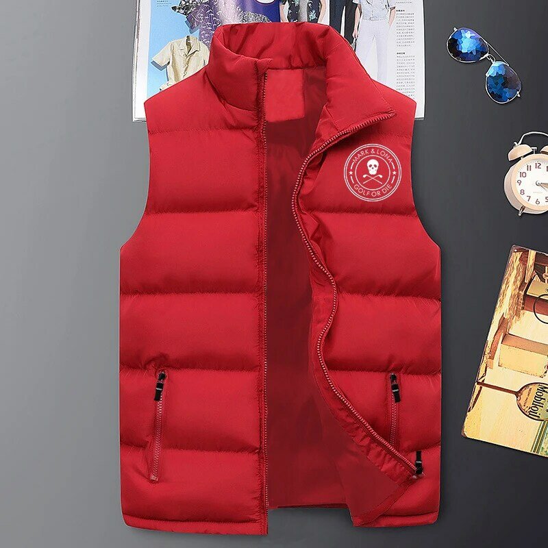2021 winter jacket men Fashion Mark Lona Golf Print Sleeveless Jacket Man Warm and Windproof Vest Streetwear Veste Homme