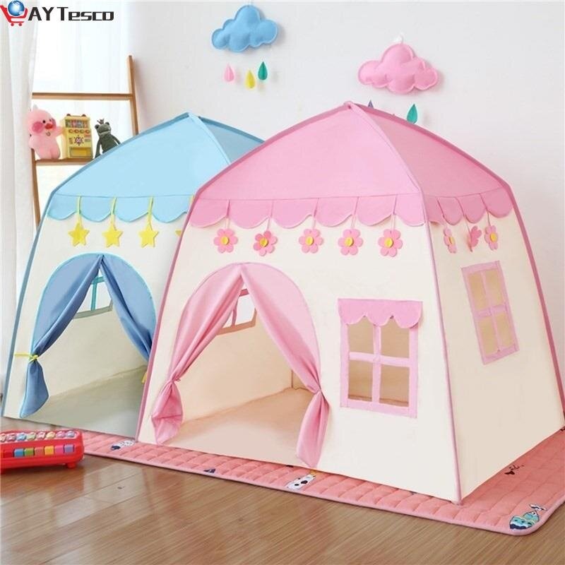 Tienda de campaña portátil para niños, Tipi plegable de 1,3 M, Castillo de princesa rosa para Niñas Grandes, decoración para habitación de niños