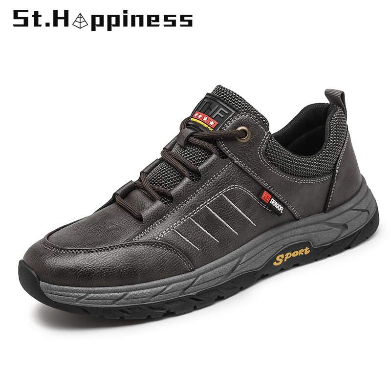 2021 New Men Shoes Fashion Lightweight Leather Casual Walking Sneakers Outdoors Non Slip Hiking Shoes Zapatos Hombre Big Size