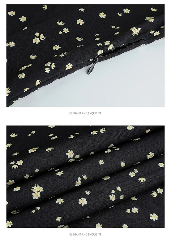 Hebe & Eos-vestido negro de manga larga para mujer, vestido con estampado Floral Vintage, cuello de Peter Pan, elegante, Otoño, 2021