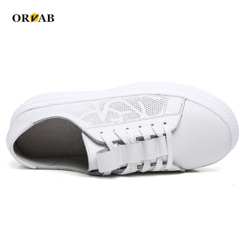 White Shoes Woman Summer Genuine Leather Sneakers Women Tenis Feminino Thick Platform Shoes Chunky Sneakers Zapatillas Mujer