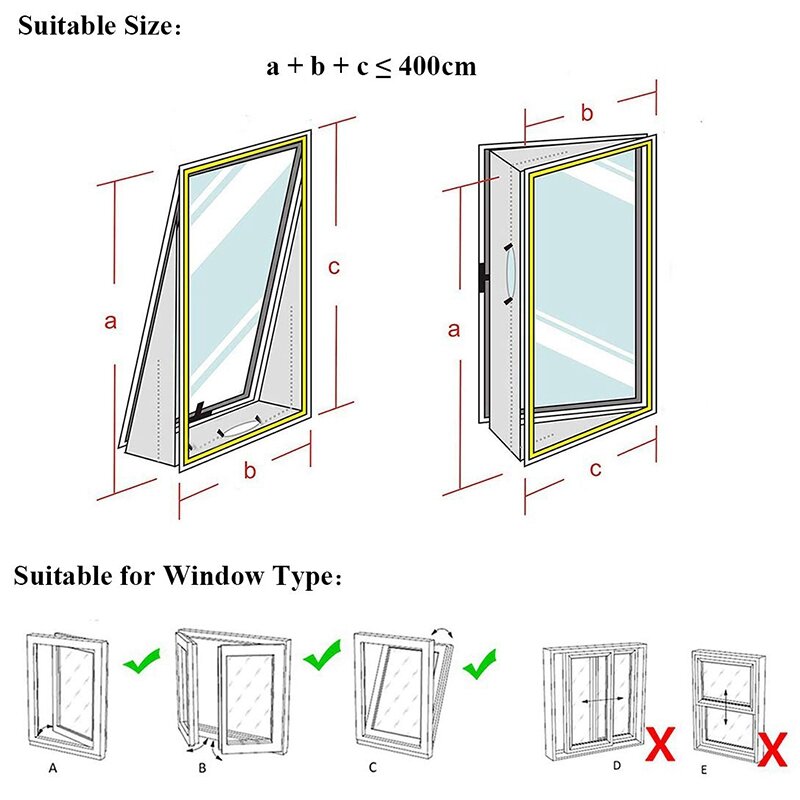Sello de ventana AirLock para aire acondicionado portátil, 400 Cm Placa de sellado de tela Flexible sello de ventana con cremallera y adhesivo rápido
