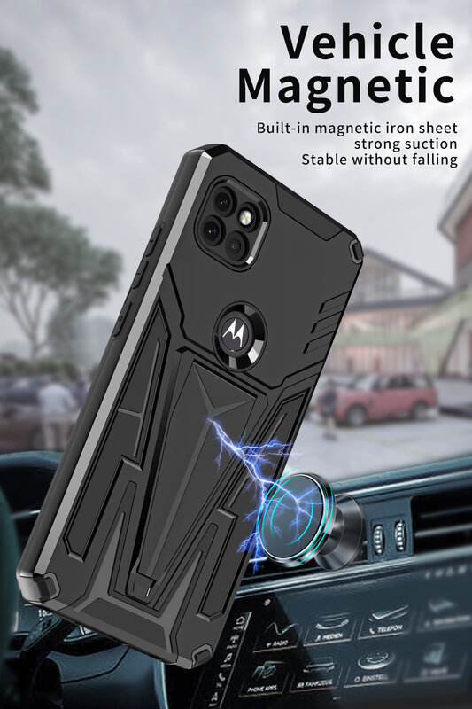 حافظة هاتف بحامل للصدمات لهاتف موتورولا ون 5G ACE MOTO G 5G MOTO G غطاء خلفي مغناطيسي للسيارة