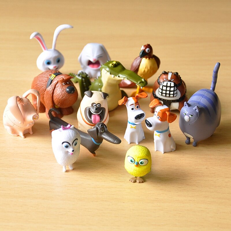 14 pcs Secret Pets PVC Rabbit Snowball Gidget Mel Dog Max Duke Cat Action Figure Toys Christmas Gift Toy