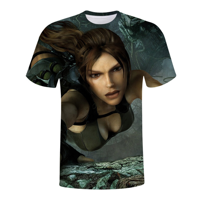 T-Shirt col rond homme et femme, confortable et doux, à la mode, avec impression 3D de la personnalité du jeu Tomb Raider 9, dernier jeu d'action et d'aventure, 2021