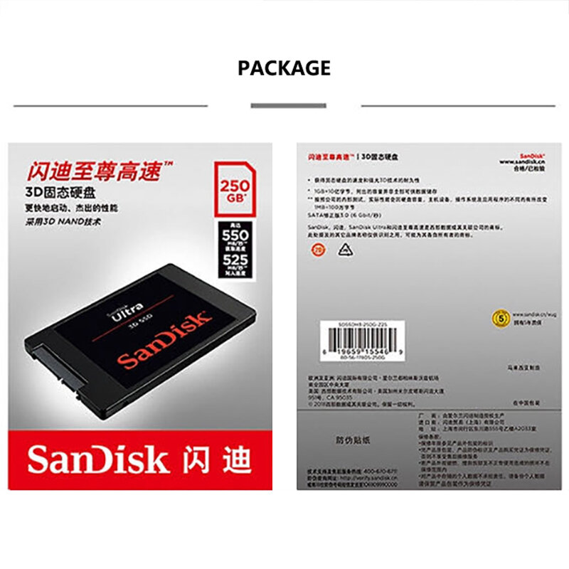 Sandisk – disque dur interne Ultra 3D SSD, 250 pouces, SATA III, capacité de 500 go, 2.5 go, 1 to, pour ordinateur portable