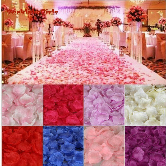 Pétalas de rosas de casamento 100 por atacado, decorações de flores em poliéster, casamento, nova moda 2018, artificial