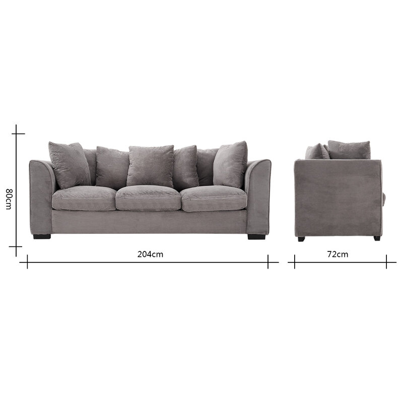 Panana Living Room Sofa - Corner Sofa Bed , Soft Touch - Chenille Fabric , Cushions Included (Grey)
