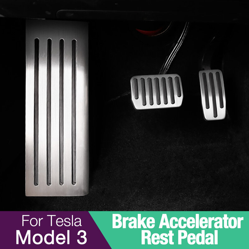 Tesla Model 3 Penutup Bantalan Pedal Istirahat Aluminium untuk Model3 2022 Aksesori Bantalan Pelindung Pedal Akselerator Rem