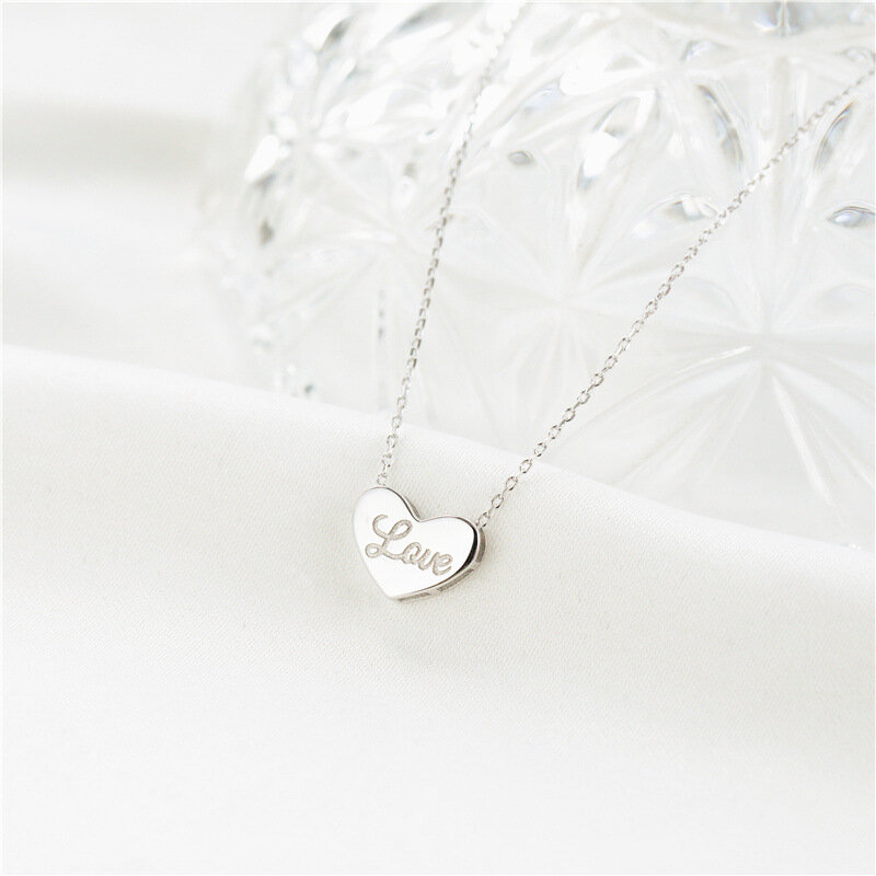 Sodrov 925 Silver Neckalce Sweet Letter Love Heart Sterling Silver Necklaces 925 for Women