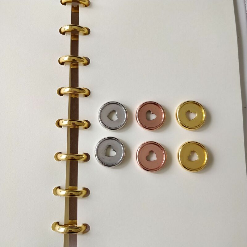 Fivela de disco de plástico para fichário, 24 peças 35mm, formato de coração, buraco de cogumelo, ligação redonda para notebook, suprimentos de escritório