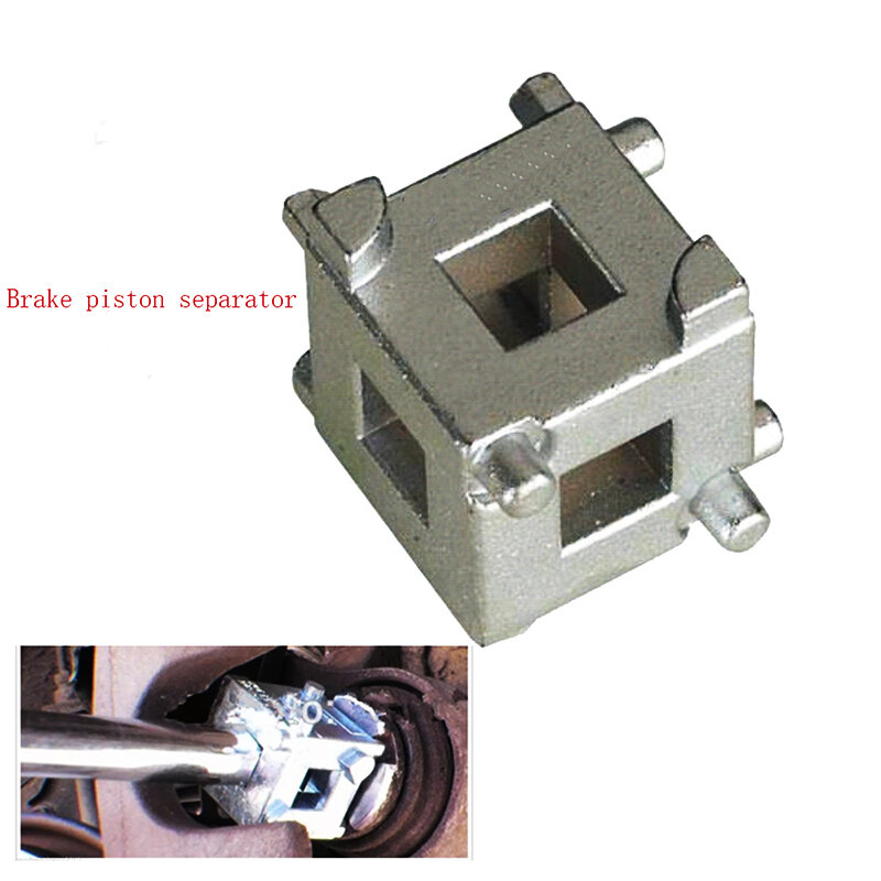 Car Rear Disc Brake Piston Retractor Tool Wind Back Cube Calliper Adaptor Silver Universal Auto Car Vehicle Rear Disc Brake