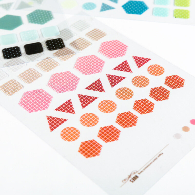 PET Sterben-cut Aufkleber Hand Konto Dekorative Aufkleber 10 Farbe Passenden Guide 100 Tage Serie Grundlegende Geometrische