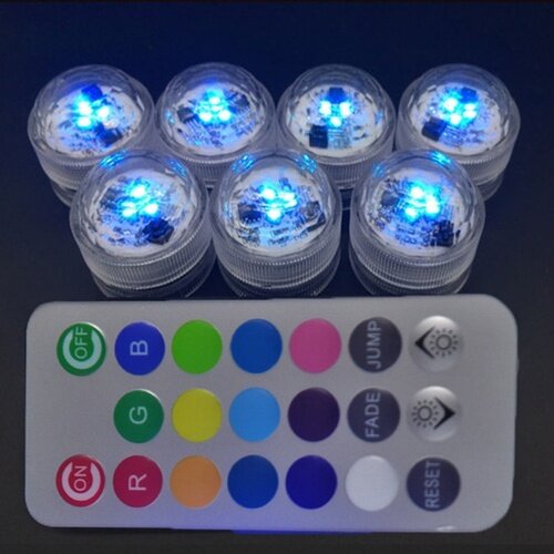 Submersible LED RGB Lamps Remote Control Colorful Waterproof Lights with Vase Base for Christmas Party Decoration and Diving