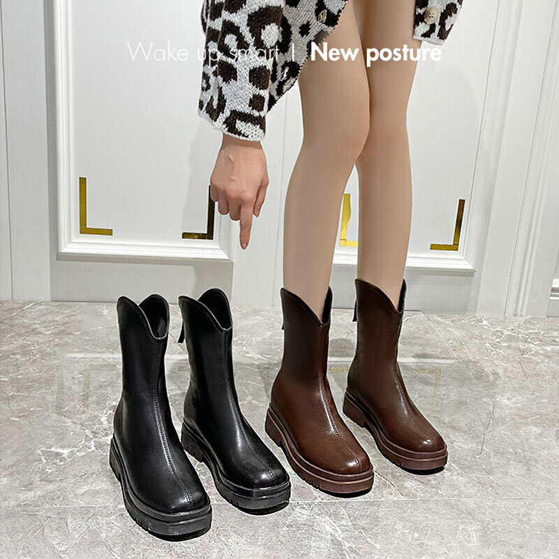 2021 outono e inverno novas botas femininas de sola grossa chelsea, botas de tornozelo de moda feminina, botas beatles femininas, tamanho 33-43