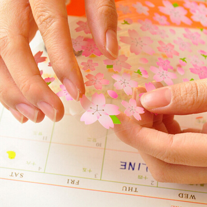Folha de adesivos decorativos sakura flor cereja oriental, adesivo para scrapbooking em pvc, adesivos para almofada de notas 150*110mm