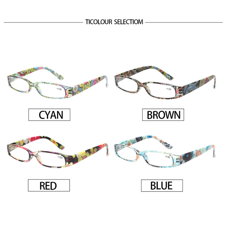 Boncamor occhiali da lettura cerniera a molla uomo donna occhiali da vista da vista occhiali da vista con montatura rettangolare di bel colore 0 ~ 600