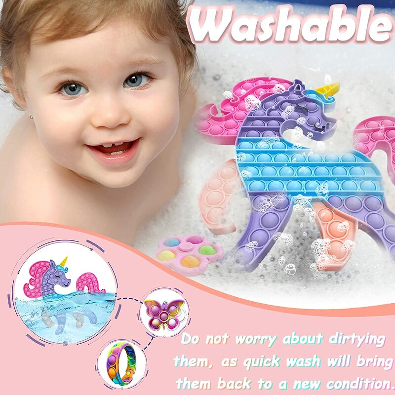Paquete de juguetes Pop de gran tamaño para niñas y niños, juguete grande de arcoíris, con burbujas de empuje enorme, barato, 4 piezas