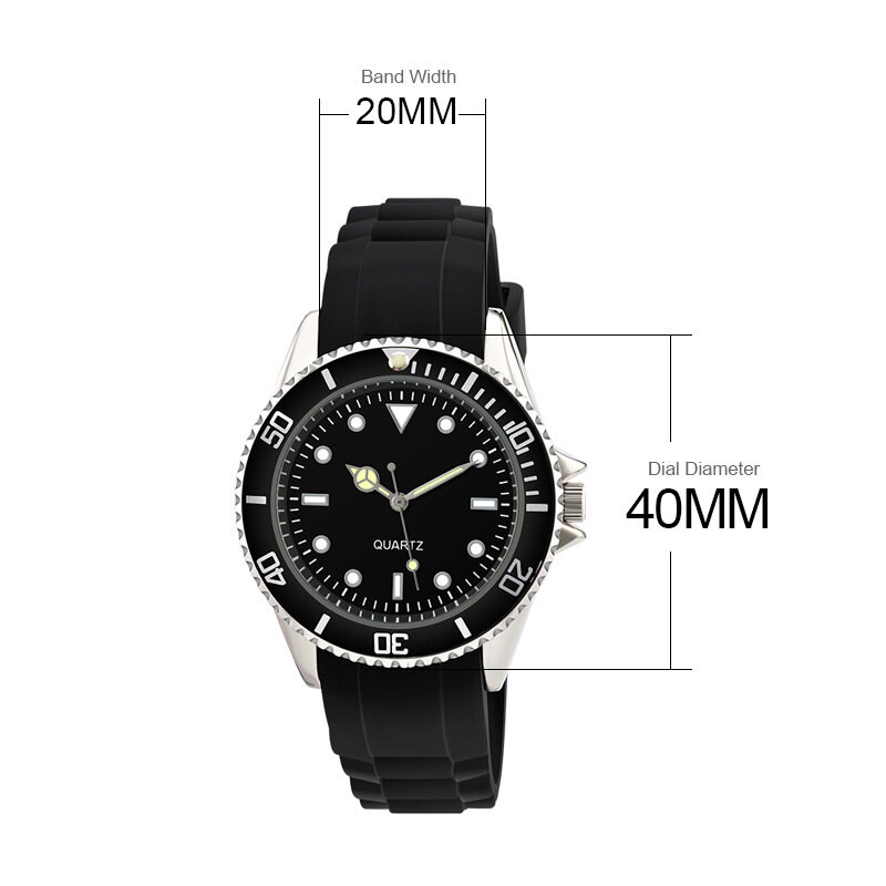 Relógio com pulseira de silicone esportivo, relógio de quartzo do exército e à prova d'água com data