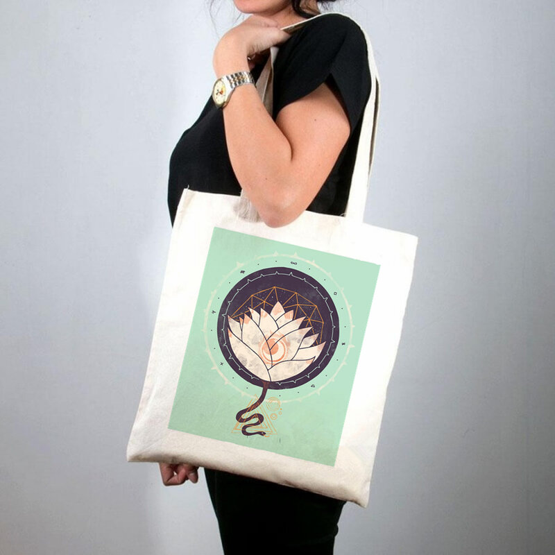 2021 Shopper chodźmy sunrise drukowana torba materiałowa kobiety Harajuku torba na zakupy dziewczyna torba na ramię na zakupy damska torebka płócienna