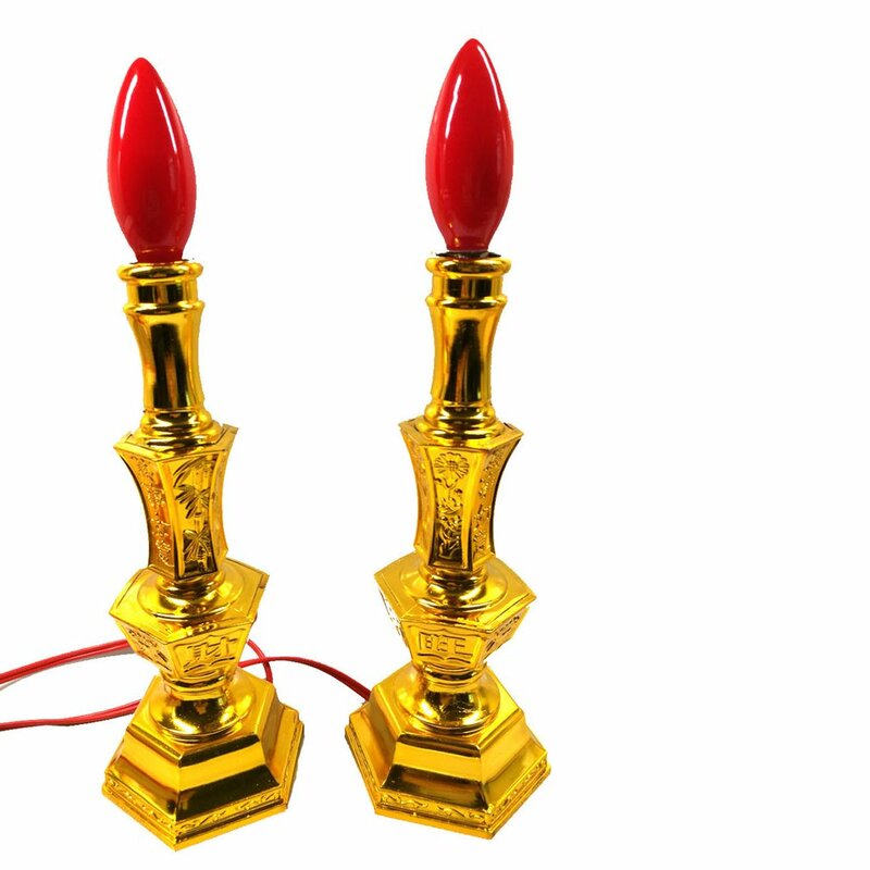 J062 Lampu Lilin Elektrik 8 Inci Led Merah 2W E12 Lampu Lilin Bohlam Lampu Teratai Lampu Buddha Lampu Teratai