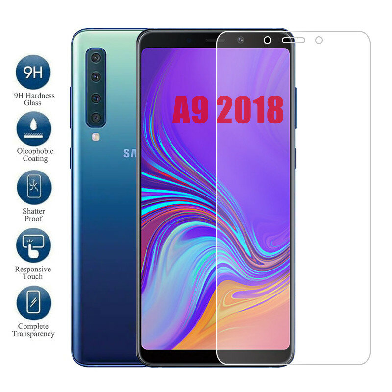 2 Buah Kaca Pelindung 9H untuk Samsung A9 2018 Galaxy A 9 2018 A920 Pelindung Layar Ponsel Pada Samsung A92018 Kaca Antigores Keamanan