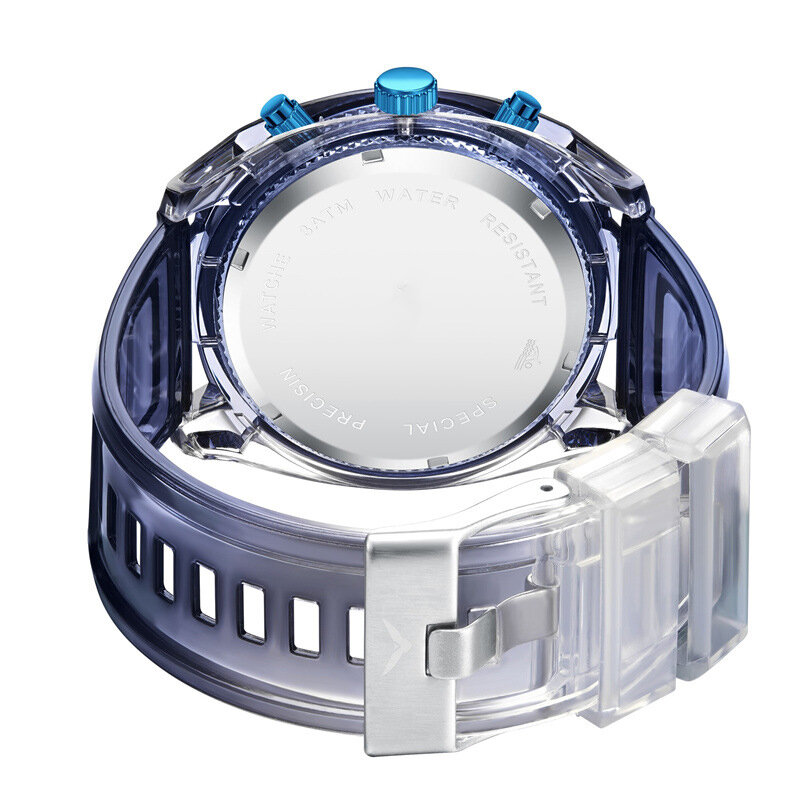 Reloj de cuarzo con cinta impermeable para hombre, cronógrafo con calendario luminoso de plástico, para estudiantes, a la moda, nuevo